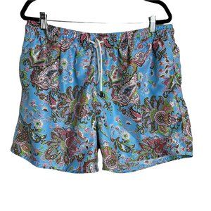 98 Coast Av. Men's Drawstring Swim Trunks Multicolor Paisley Mesh Lined XXXL